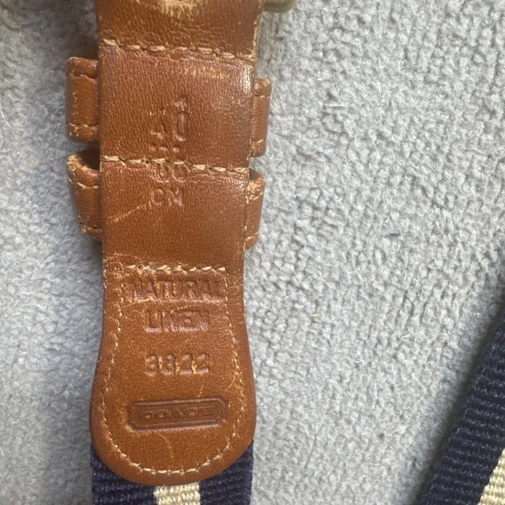 Coach Women's Leather Linen Belts Lot of 3 Tan Navy Cream Size‎ 40 Large L
